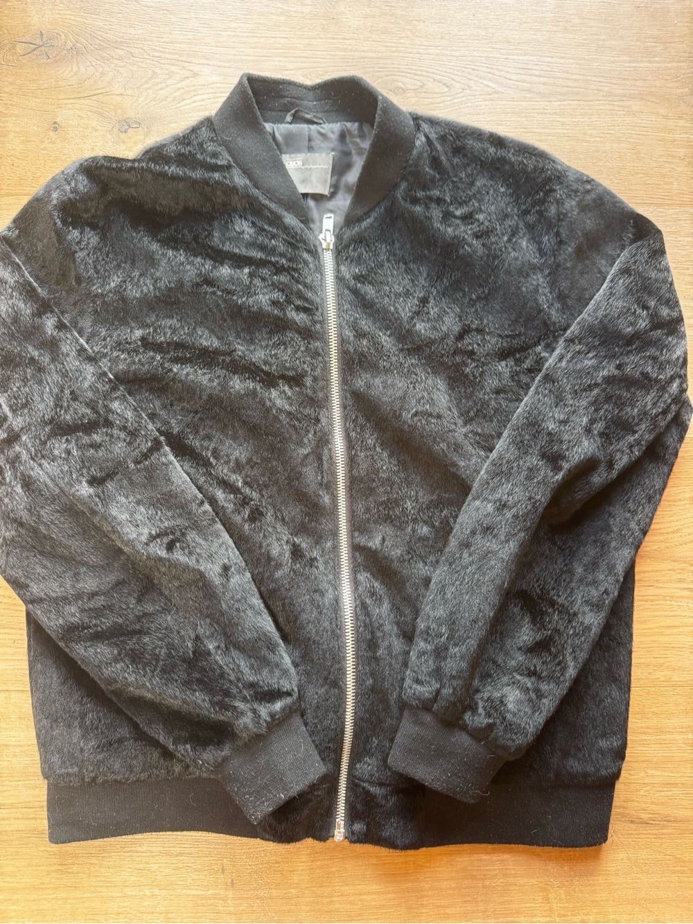 ASOS Black faux fur Jacket Size XL